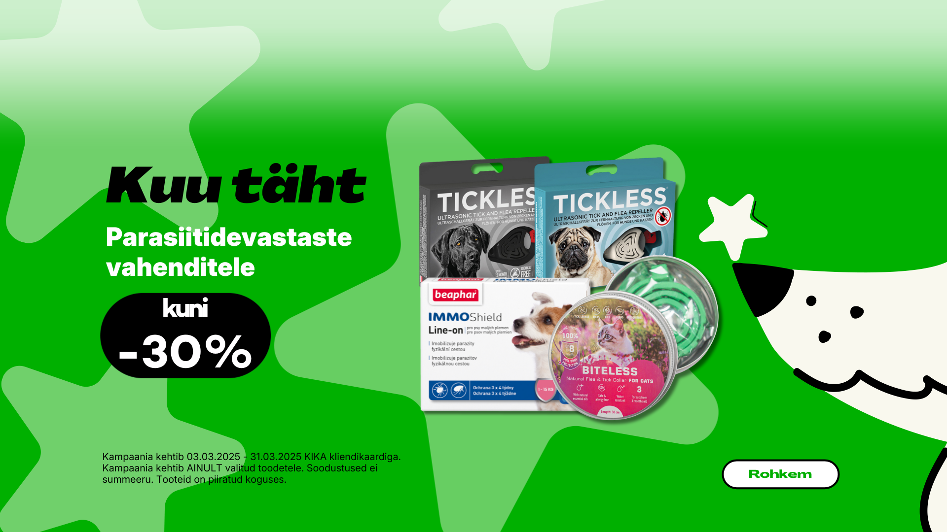 Antiparazitinėms priemonėms iki 30%