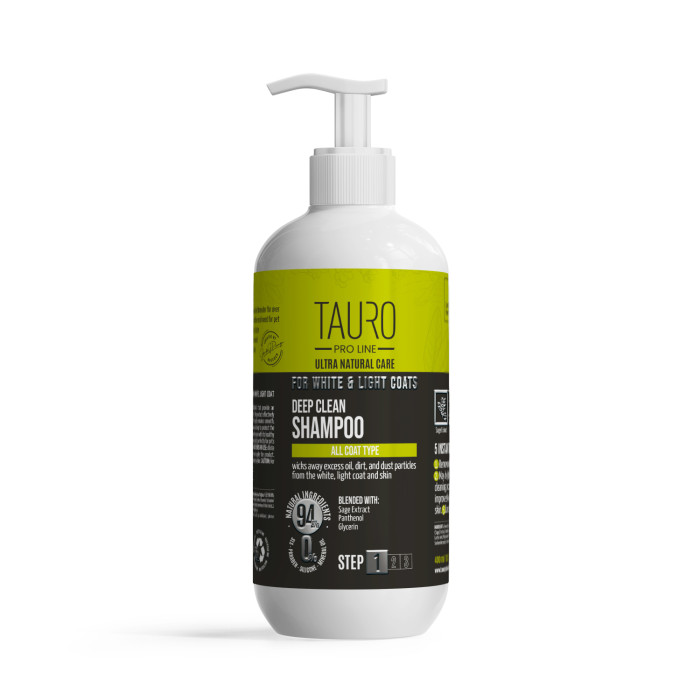 TAURO PRO LINE Ultra Natural Care шампунь для глубокого очищения шерсти и кожи собак и кошек белого, светлого окраса 