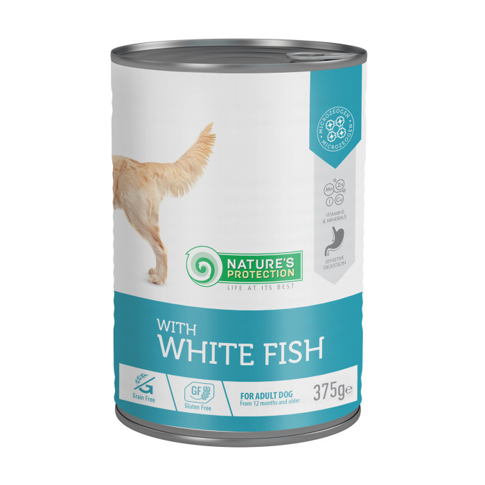 NATURE'S PROTECTION консервированный корм для взрослых собак, с белой рыбой 