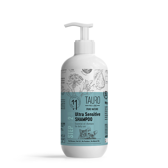 TAURO PRO LINE Pure Nature Ultra Sensitiv, šampoon tundliku nahaga koerte ja kasside karvkattele 