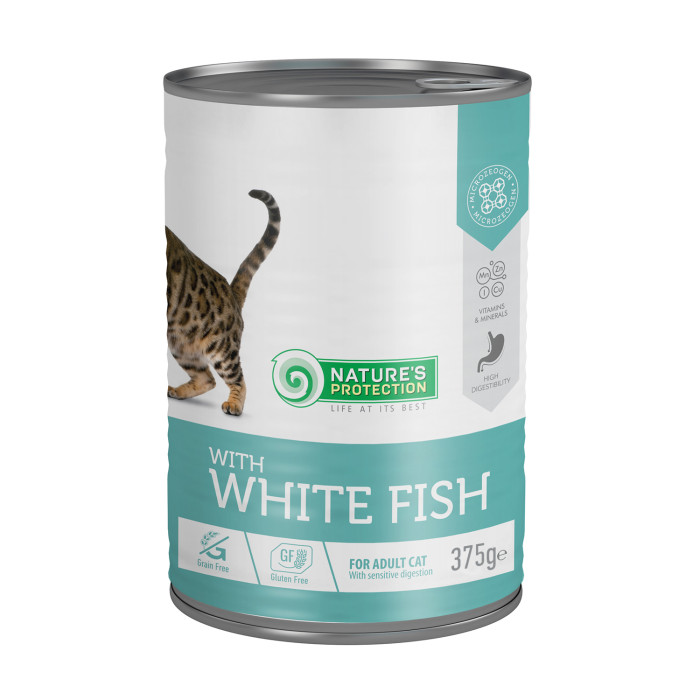 NATURE'S PROTECTION консервированный корм для взрослых кошек, с белой рыбой 