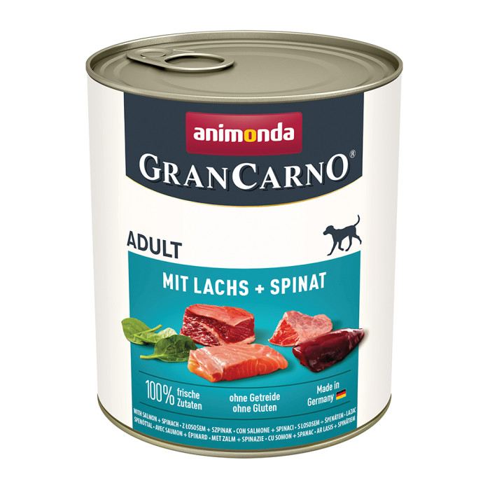 ANIMONDA GRANCARNO консервированный корм для взрослых собак, с лососем и шпинатом 
