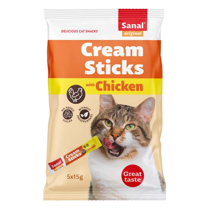 SANAL Cream sticks with Chicken, крем-лакомствa для кошек, с курицей 