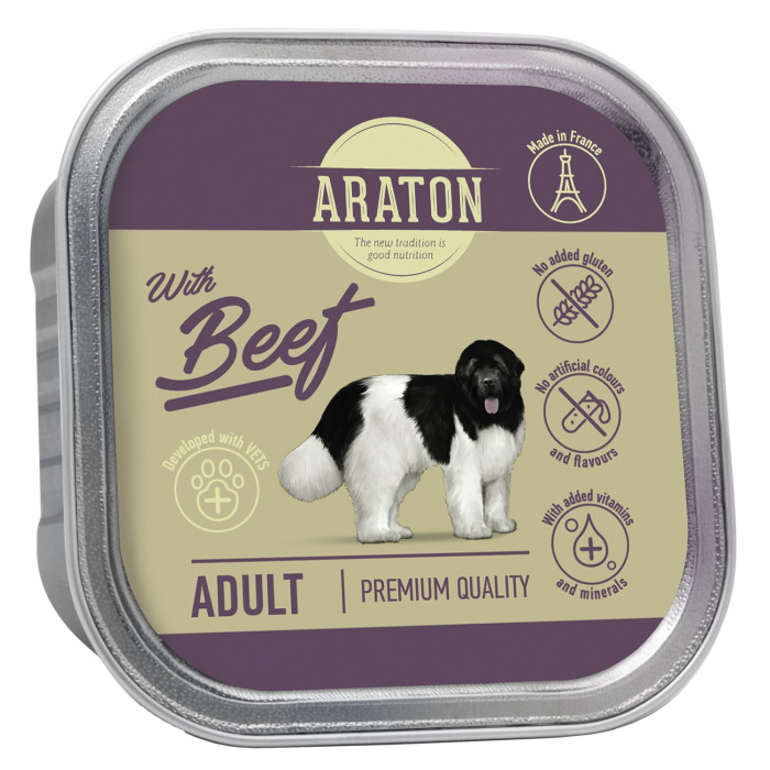 ARATON консервированный корм для взрослых собак, с говядиной 