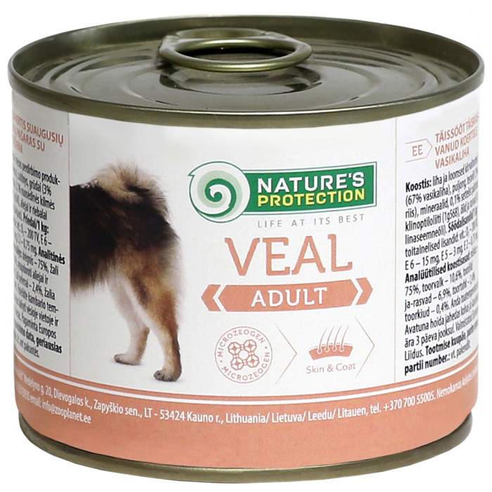 NATURE'S PROTECTION консервированный корм для взрослых собак, с телятиной 