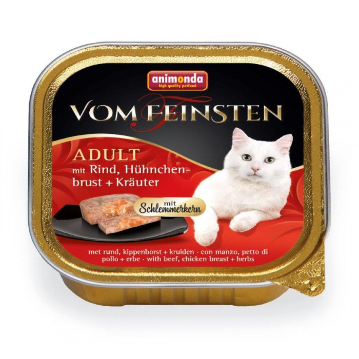 ANIMONDA Vom feinsten schlemmerkern консервированный корм для взрослых кошек, с говядиной, куриной грудкой и пряными травами 