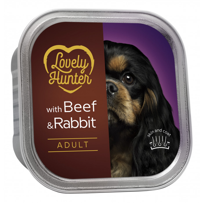 LOVELY HUNTER консервированный корм для взрослых собак, с говядиной и крольчатиной 