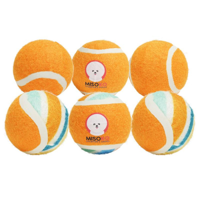 MISOKO Koera mänguasi, tennisepallid, heliga, 6 cm, 6 tk 