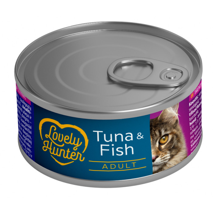 LOVELY HUNTER консервированный корм для взрослых кошек, с тунцом и рыбой 