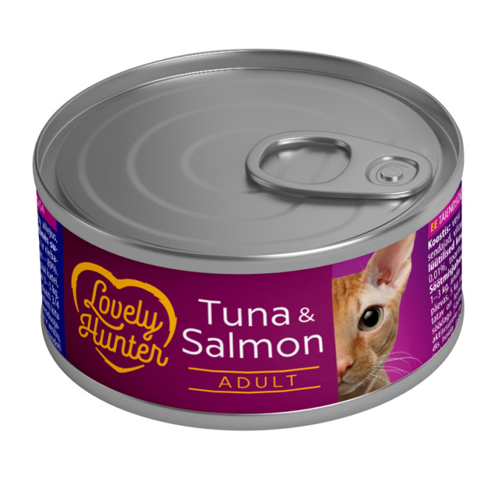 LOVELY HUNTER консервированный корм для взрослых кошек, с тунцом и лососем 