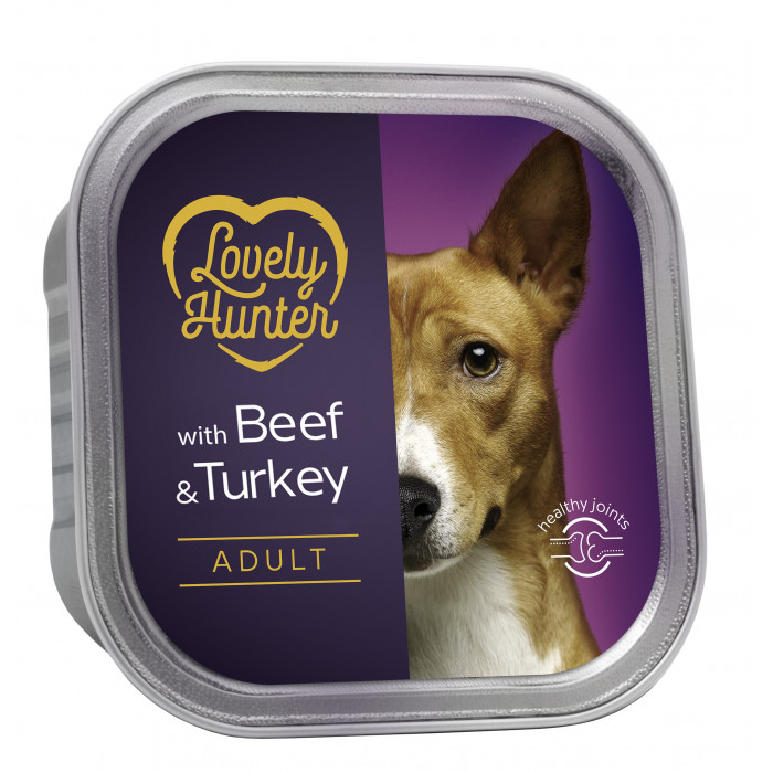 LOVELY HUNTER консервированный корм для взрослых собак, с говядиной и индюшатиной 
