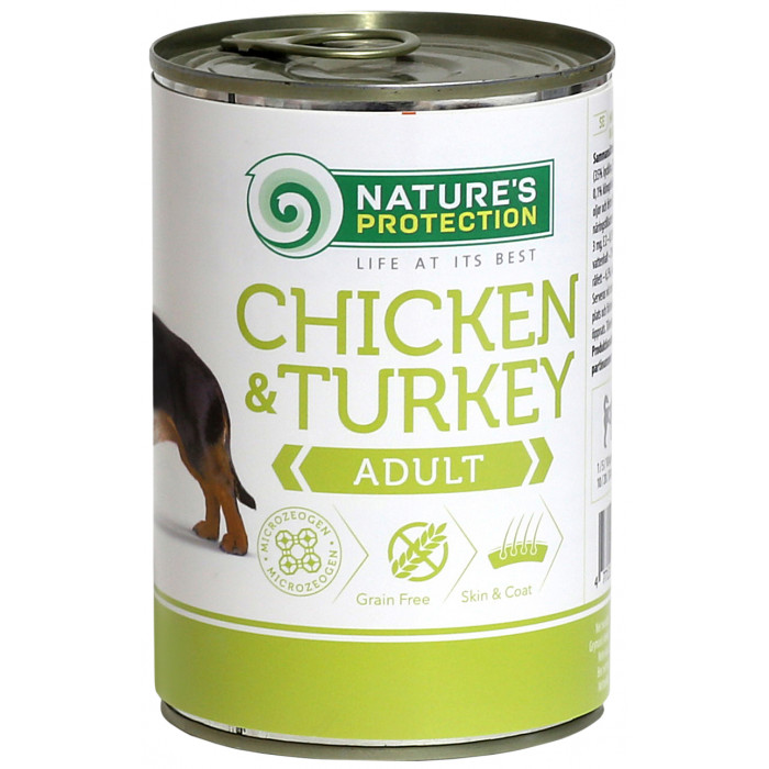 NATURE'S PROTECTION консервированный корм для взрослых собак, с курятиной и индюшатиной 