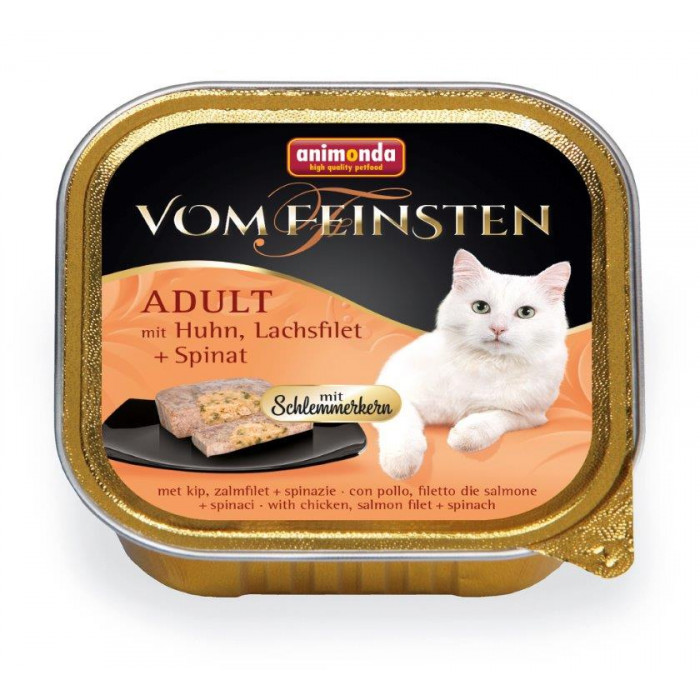 ANIMONDA Vom feinsten schlemmerkern консервированный корм для взрослых кошек, с курицей, лососем и шпинатом 