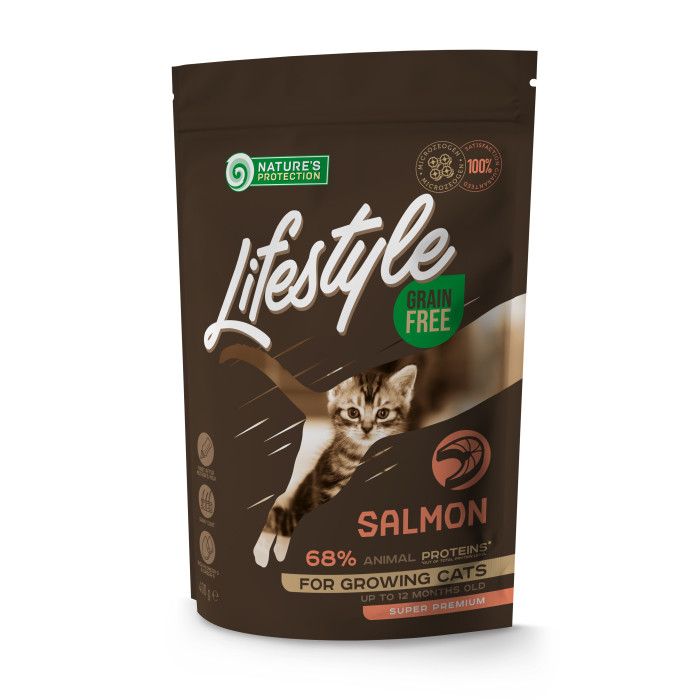 NATURE'S PROTECTION LIFESTYLE сухой беззерновой корм для котят, с лососем 