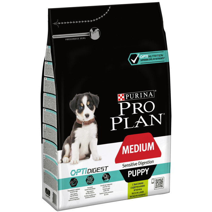PRO PLAN OPTIDIGEST сухой корм для щенков средних пород с чувствительной системой пищеварения, с бараниной 