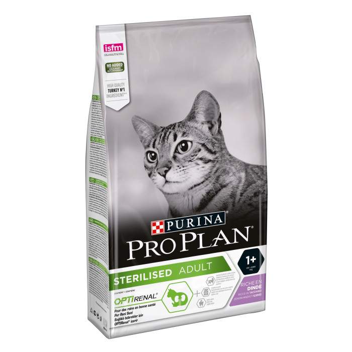PRO PLAN OPTIRENAL сухой корм для взрослых кошек после стерилизации, с индейкой 