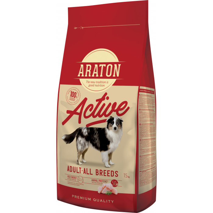 ARATON сухой корм для взрослых активных собак всех пород, мясом домашней птицы 