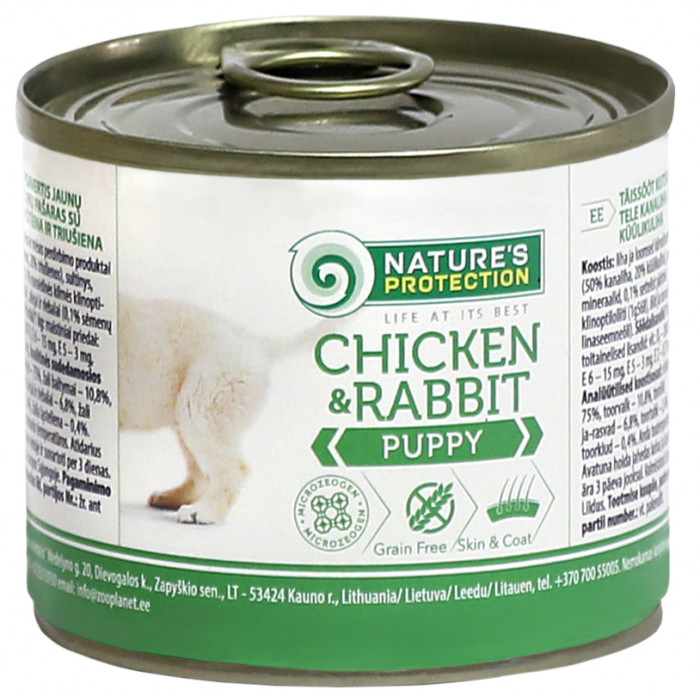 NATURE'S PROTECTION консервированный корм для молодых собак, с курятиной и крольчатиной 