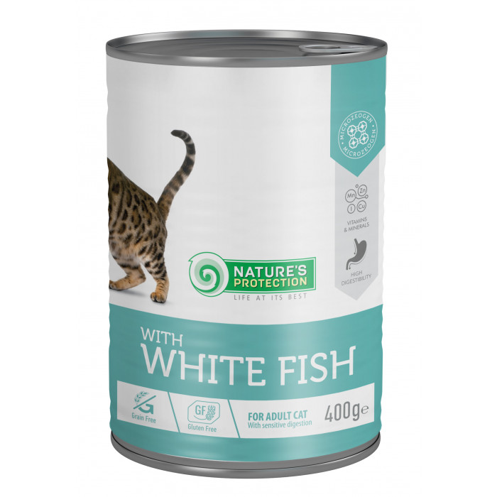 NATURE'S PROTECTION консервированный корм для взрослых кошек, с белой рыбой 