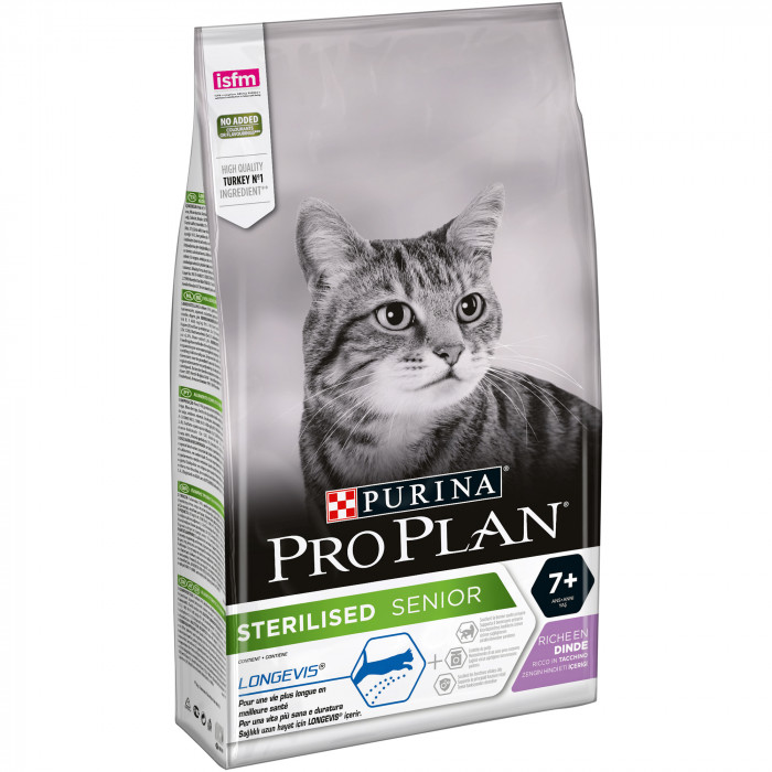 PRO PLAN LONGEVIS сухой корм для зрелых стерилизованных кошек, с индейкой 