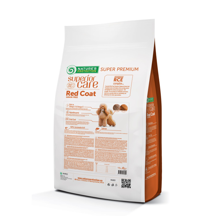 NATURE'S PROTECTION SUPERIOR CARE Tester Red Coat Grain Free Salmon Adult Small Breed sööt punakarvalistele täiskasvanud minitõugude k 