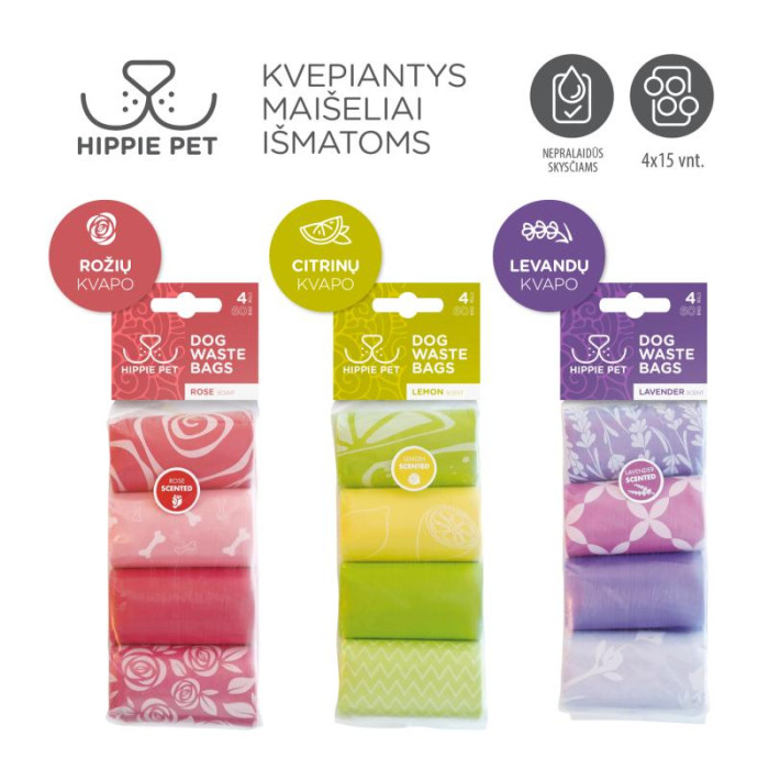 HIPPIE PET Koerte jäätmekotid, 4x15 tk. 