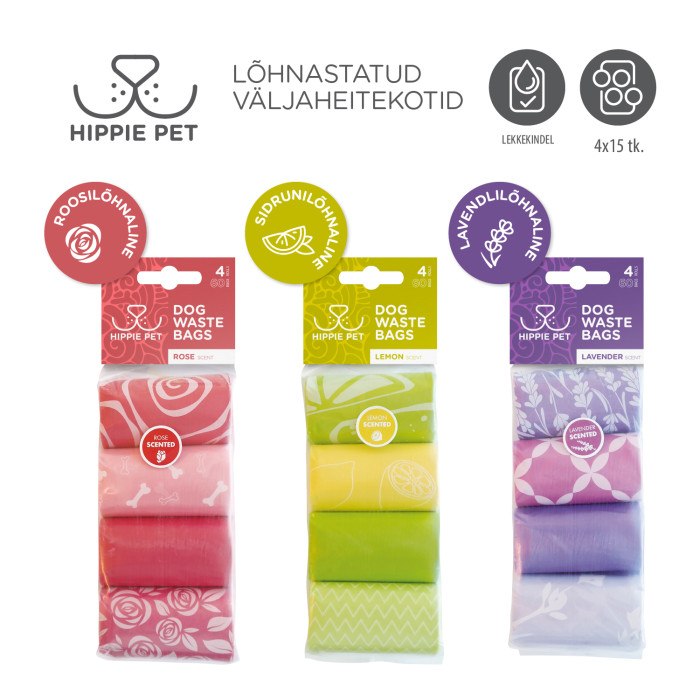 HIPPIE PET Koerte jäätmekotid, 4x15 tk. 