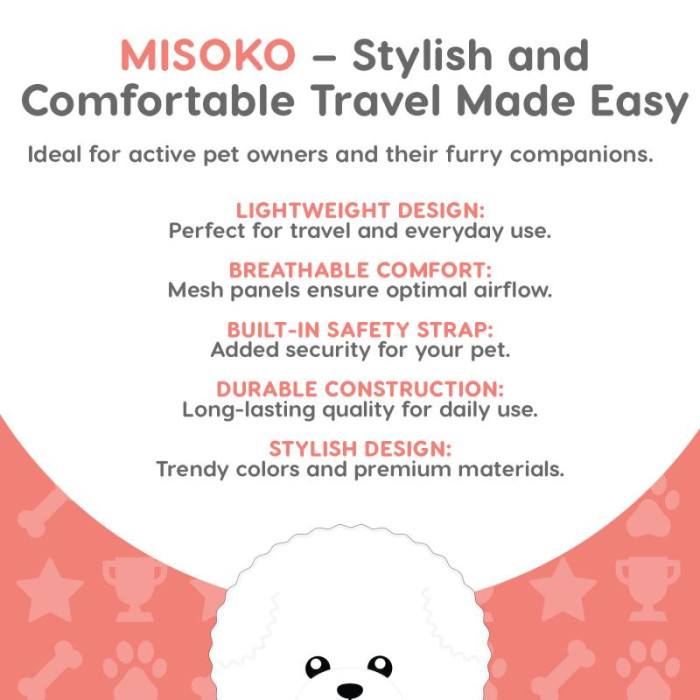 MISOKO сумка-переноска для путешествий с домашними животными, 40x19,5x30 cм 