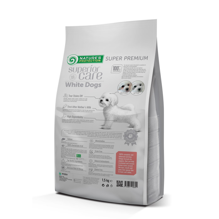 NATURE'S PROTECTION SUPERIOR CARE сухой беззерновой корм для щенков всех пород с белой шерстью, с лососем 