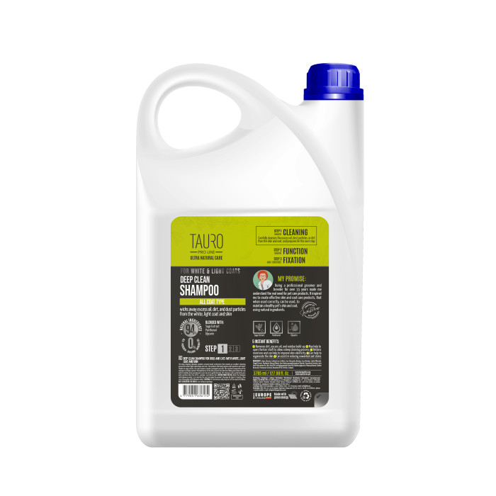 TAURO PRO LINE Ultra Natural Care шампунь для глубокого очищения шерсти и кожи собак и кошек белого, светлого окраса 