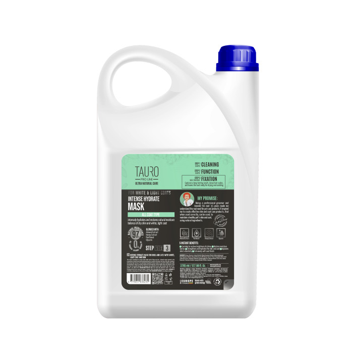 TAURO PRO LINE Ultra Natural Care интенсивно увлажняющая маска для шерсти и кожи собак и кошек белого, светлого окраса 