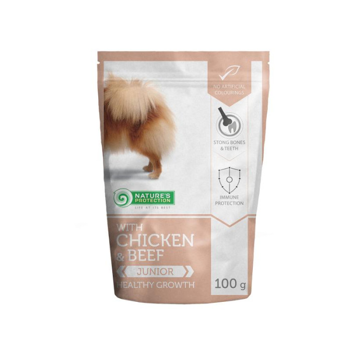 NATURE'S PROTECTION Healthy growth Junior dog With chicken and beef, pakikonservid kana- ja veiselihaga noortele koertel 
