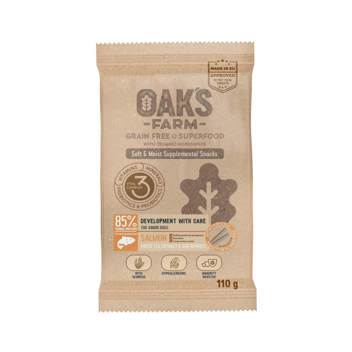 OAK'S FARM пищевая добавка-лакомство с лососем для молодых собак 