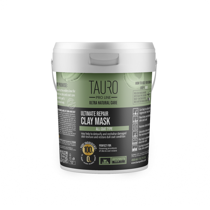 TAURO PRO LINE Ultra Natural Care karvkatet taastav savimask koertele ja kassidele 