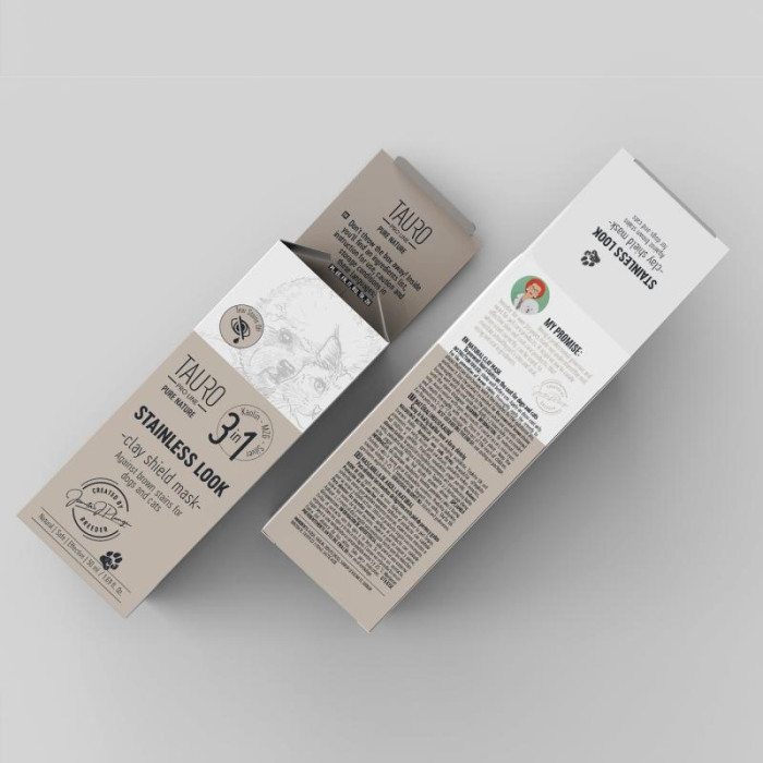 TAURO PRO LINE Pure Nature Stainless look 3in1, naturaalne savimask koerakarva pisaraplekkide vastu 