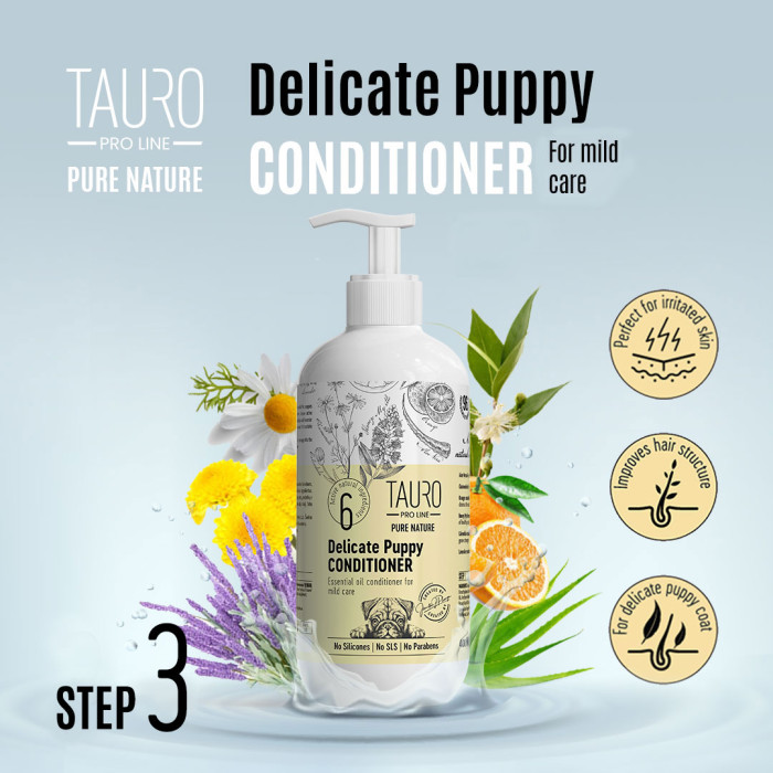 TAURO PRO LINE Pure Nature Delicate Puppy, õrnhooldav palsam kutsikate karvkattele 