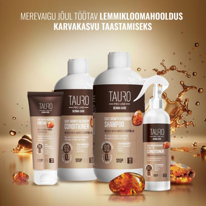 TAURO PRO LINE Derma Care Coat Kasside ja koerte karvkatte kasvu taastav palsam 