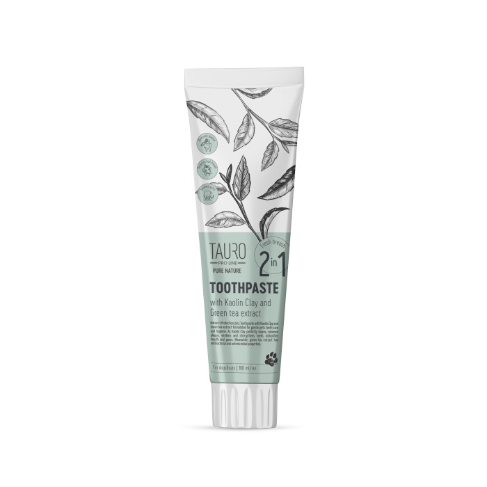 TAURO PRO LINE Pure Nature зубная паста для собак и кошек, с белой глиной (каолином), цеолитом и экстрактом зеленого чая 