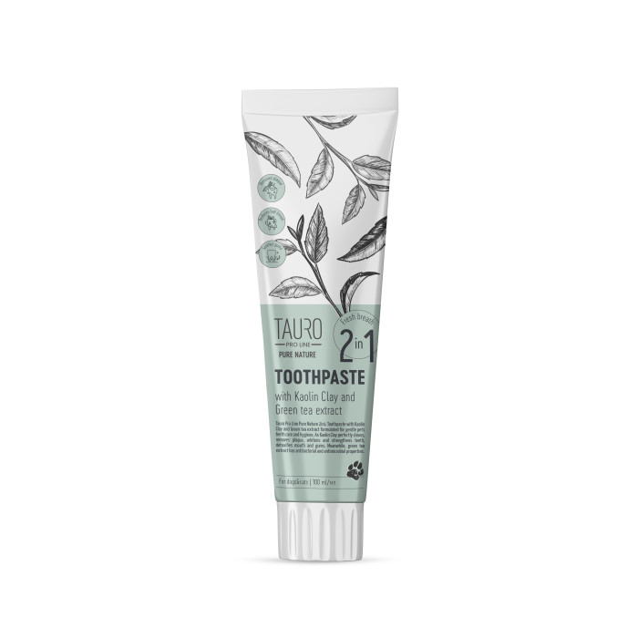 TAURO PRO LINE Pure Nature зубная паста для собак и кошек, с белой глиной (каолином), цеолитом и экстрактом зеленого чая 