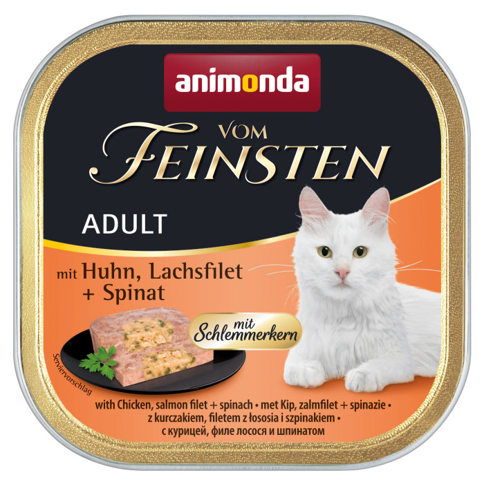 ANIMONDA Vom feinsten schlemmerkern konservsööt täiskasvanud kassidele kanaliha, lõhefilee ja spinatiga 