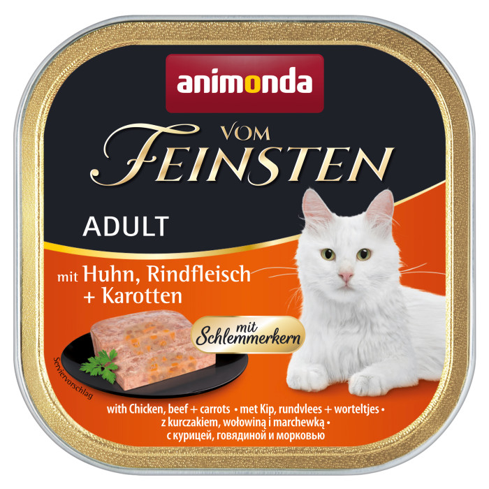 ANIMONDA Vom feinsten schlemmerkern konservsööt täiskasvanud kassidele kana-, veiseliha ja porganditega 