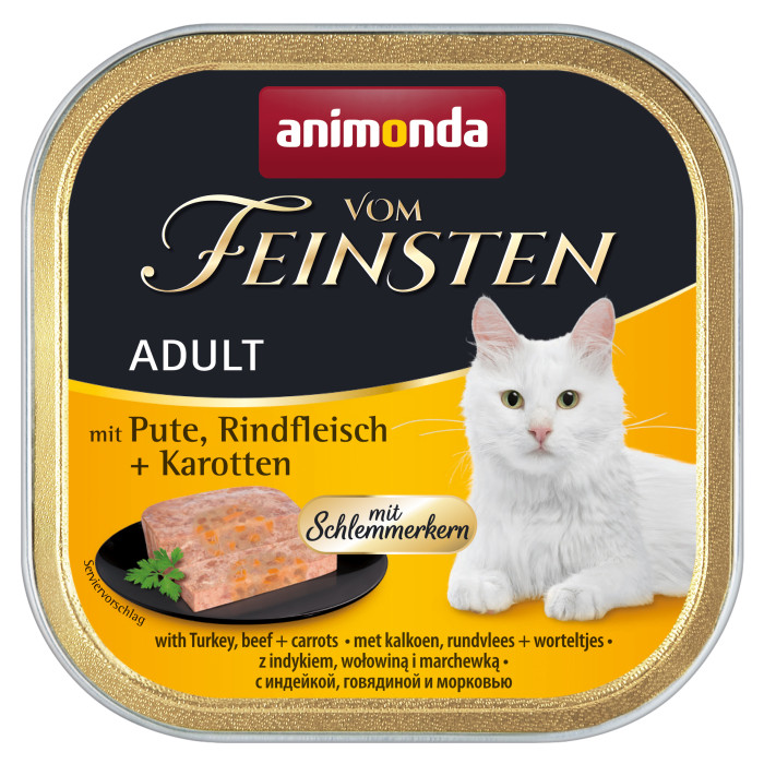 ANIMONDA Vom feinsten schlemmerkern konservsööt täiskasvanud kassidele kalkuni-, veiseliha ja porganditega 