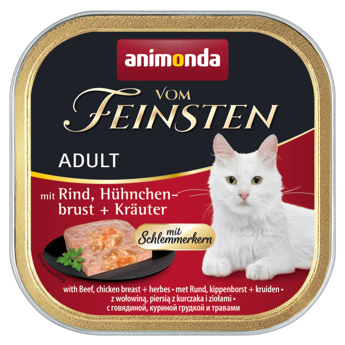 ANIMONDA Vom feinsten schlemmerkern konservsööt täiskasvanud kassidele veiseliha, kanarinna ja ürtidega 