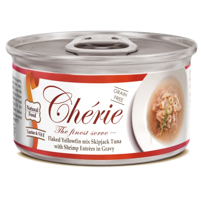 CHERIE Signature Gravy Täiskasvanud kasside konservtoit tuunikala ja krevettidega kastmes 