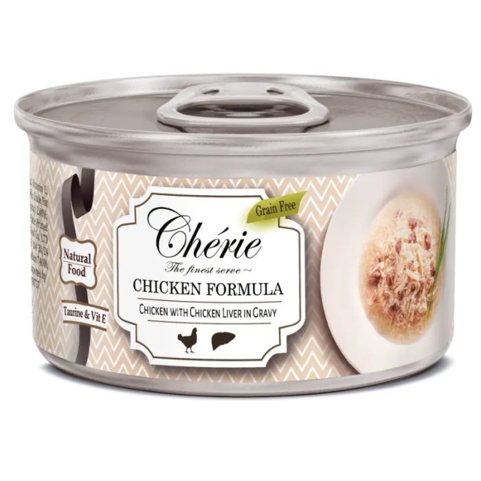 CHERIE Gravy консервированный корм для взрослых кошек, с курицей и куриной печенью в соусе 