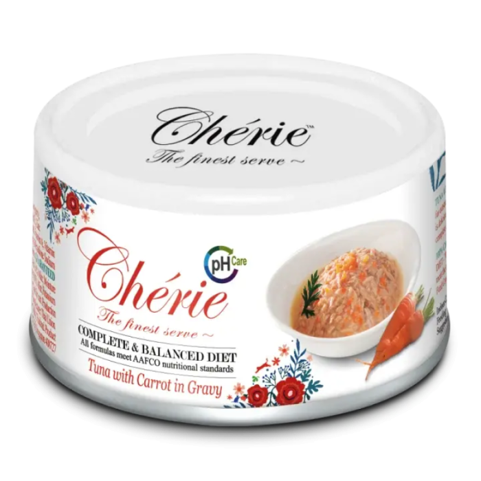 CHERIE консервированный корм для кошек для поддержания здоровья мочевыделительной системы, с тунцом и морковью в соусе 