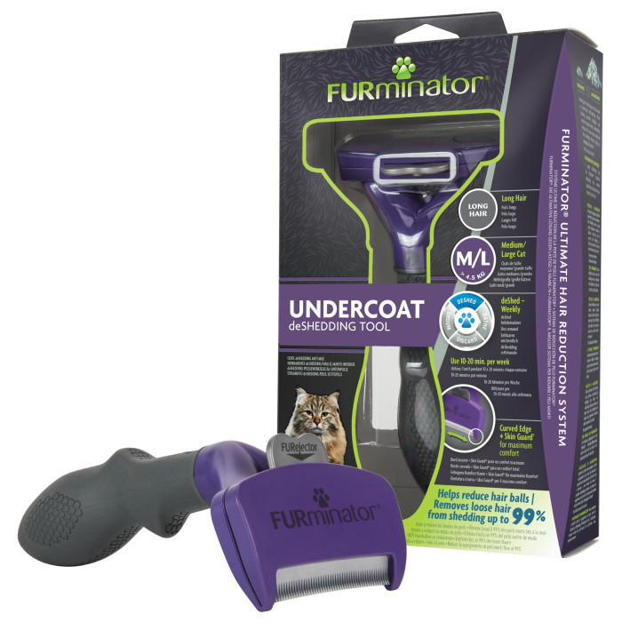 FURMINATOR Расческа-фурминатор Cat deShedding Large Cat для длинношерстных кошек MR 