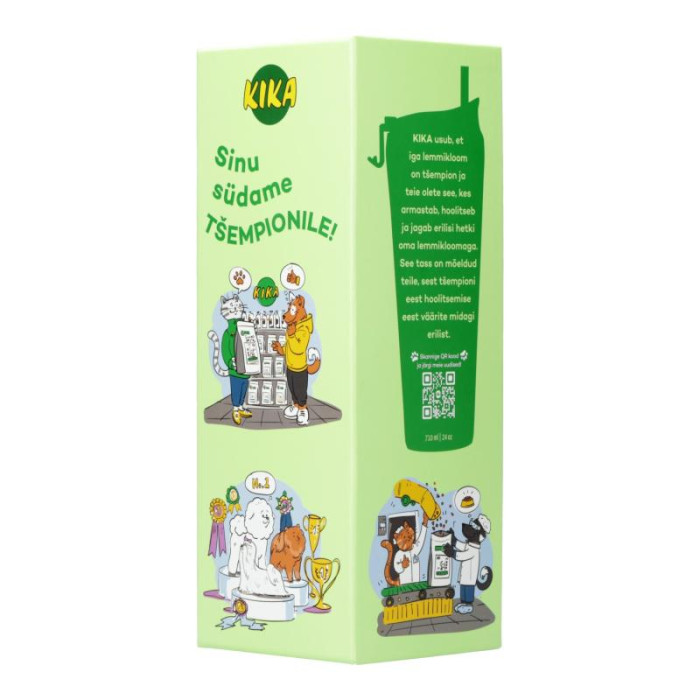 KIKA Plastikust illustratsioonidega jooginõu, roheline, kõrrega 
