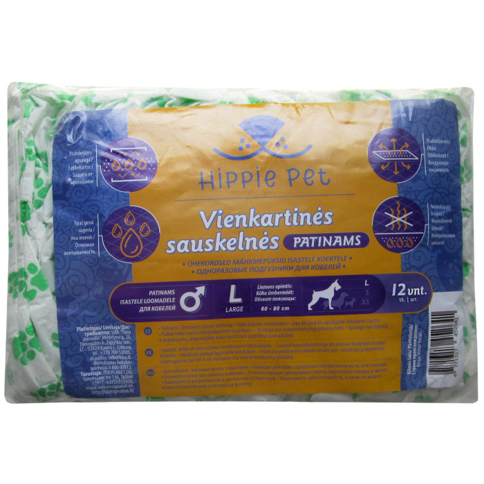 HIPPIE PET ühekordsed mähkmed isastele koertele 