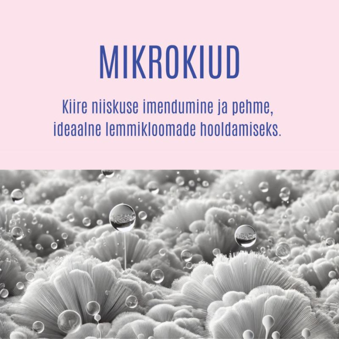 TAURO PRO LINE ümmargune mikrokiust käterätik, unikaalne disain, roosa siniste detailide ja narmastega 
